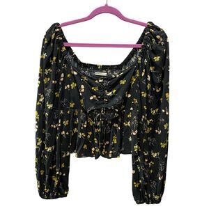 Urban Outfitters Long Sleeve Boho Cropped Top Size Large